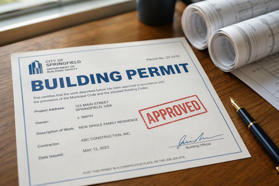 Approved building permit document